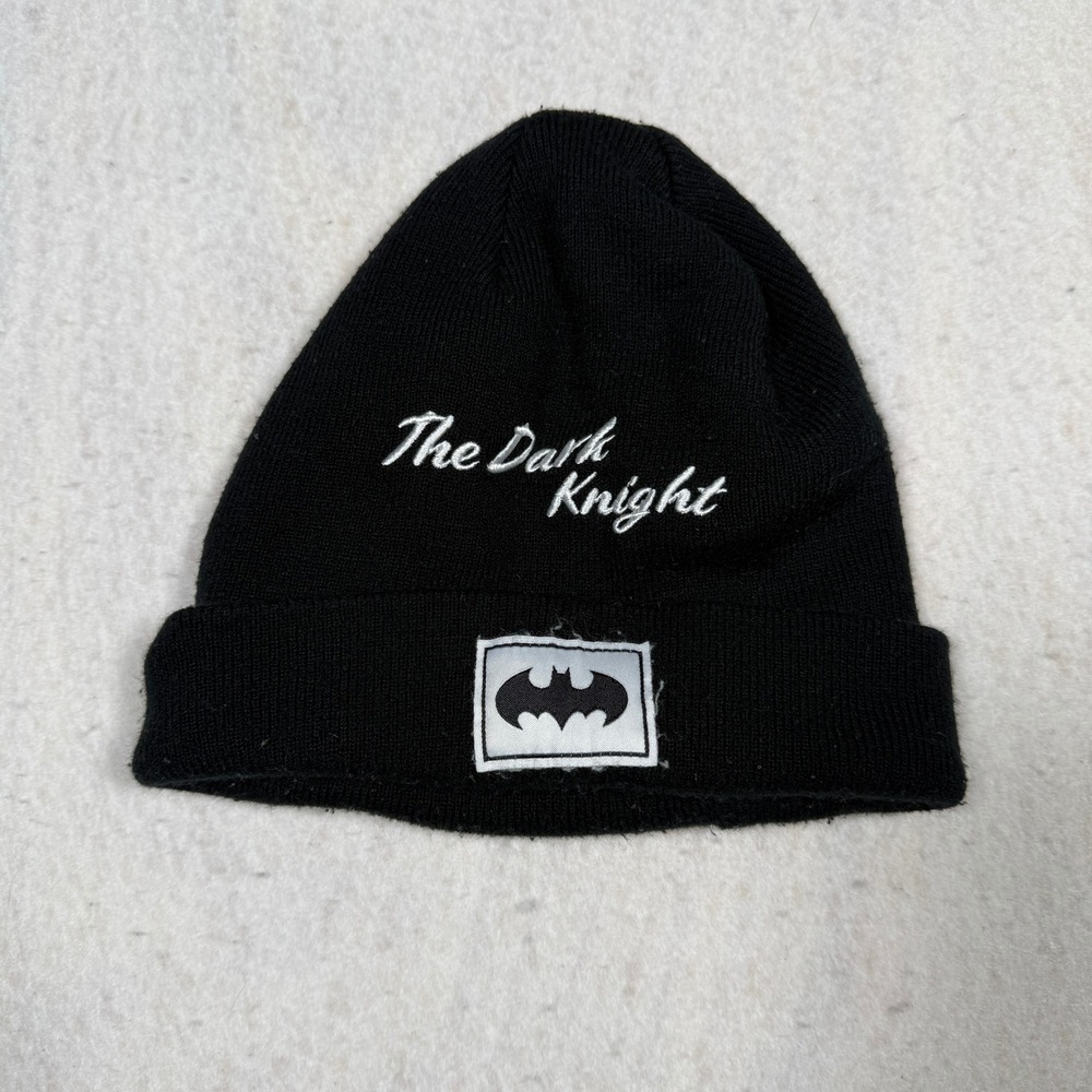 Batman The Dark Knight Kids Beanie Hat Black Knit Cuffed DC Comics Logo Cap